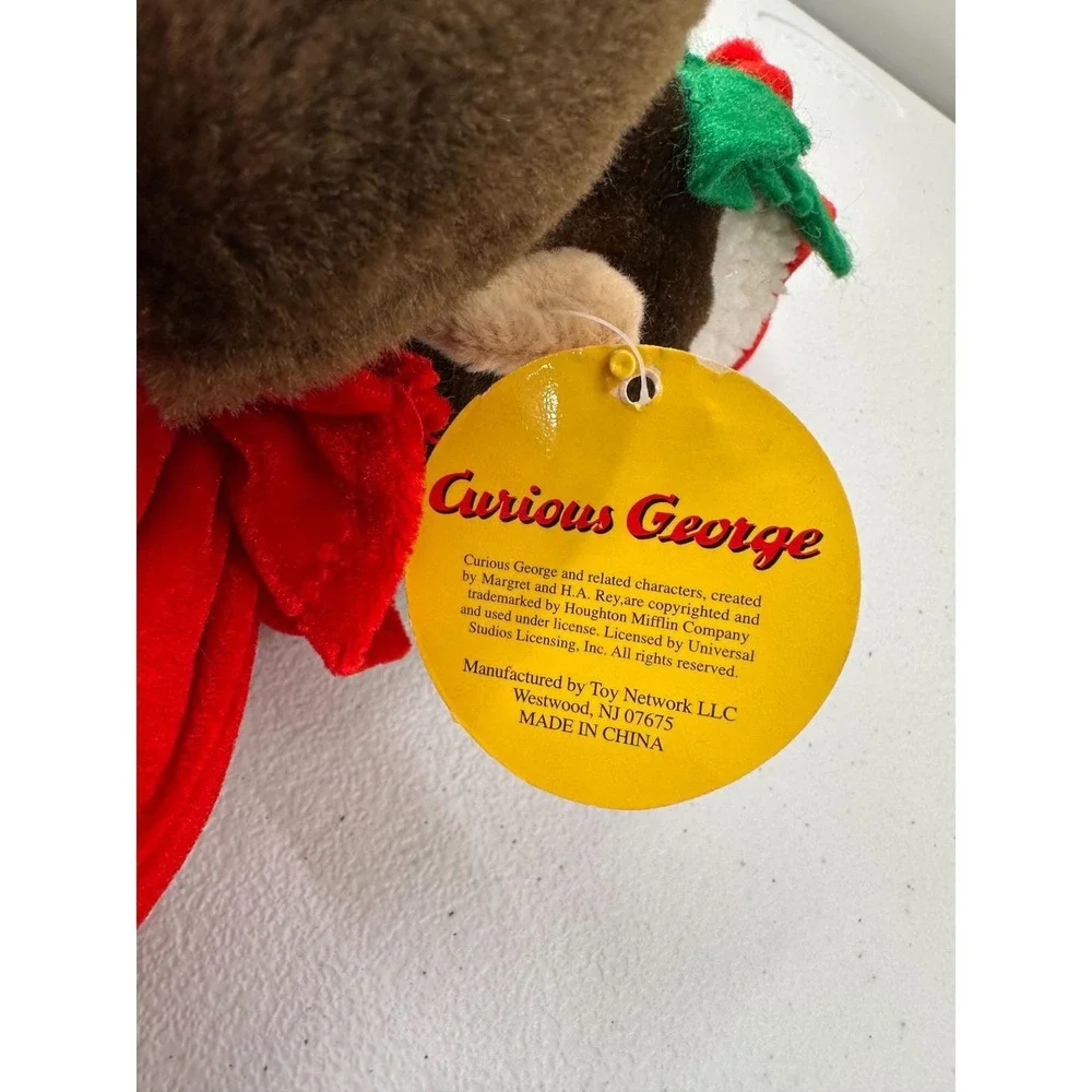 Vintage Curious George Christmas Holiday Plush Monkey Santa Toy‎ Network Stuffed